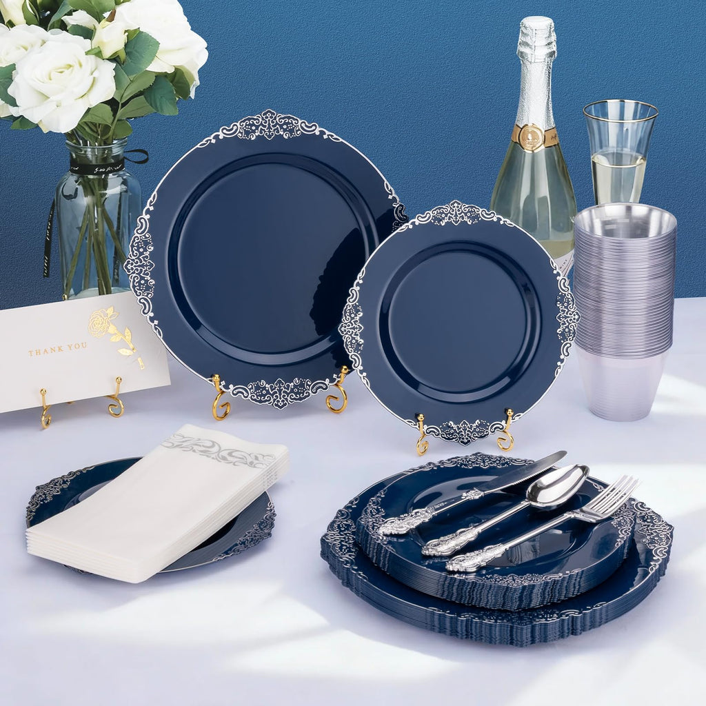 Bestluck 175PC Disposable Clear Plastic Complete Dinner Set for 25 Guests