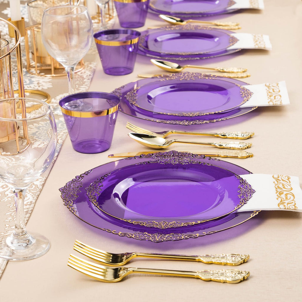 Bestluck 175PC Disposable Clear Plastic Complete Dinner Set for 25 Guests