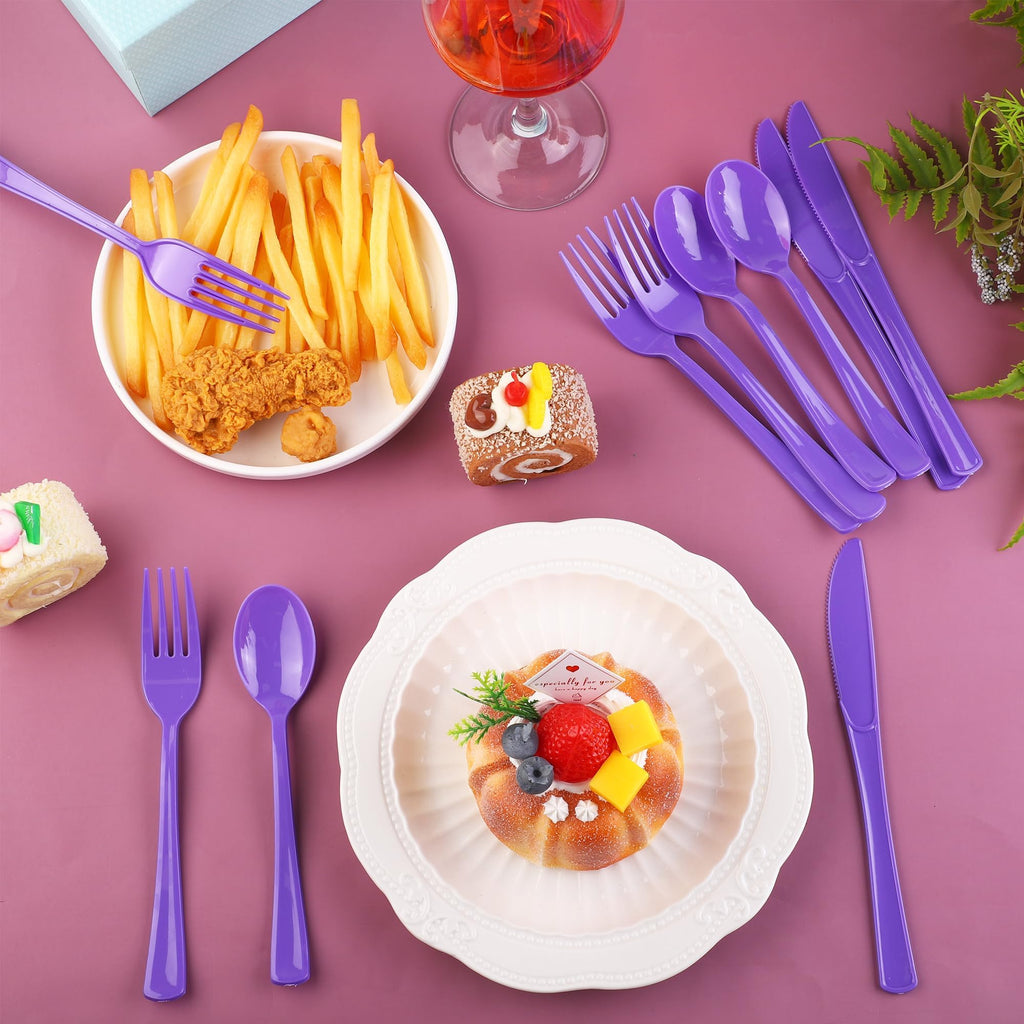 Kochorie 300 Pieces Plastic Silverware, Disposable heavy duty Utensils