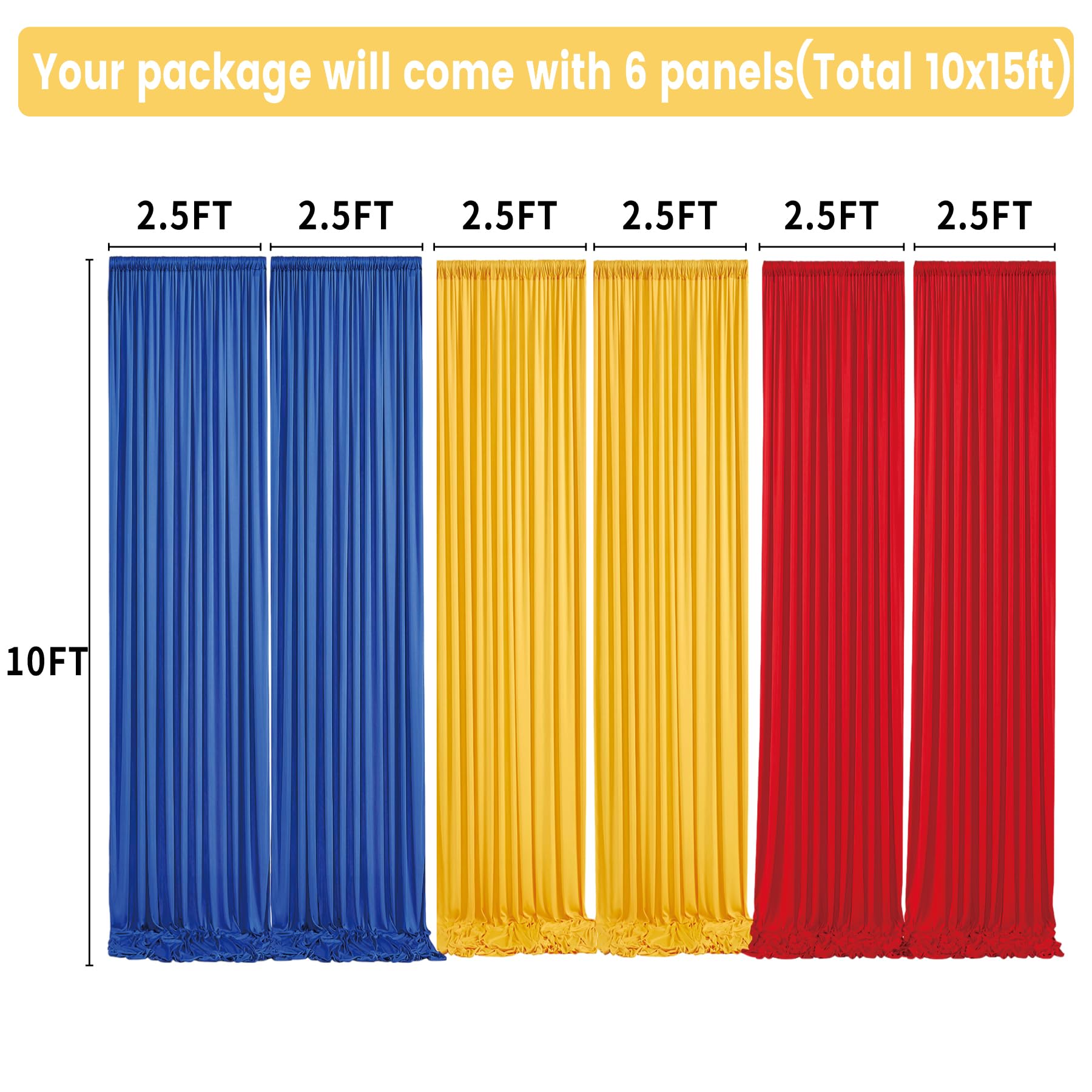 10ft x 15ft Wrinkle Free Photography Backdrop Drapes, 6 Panels