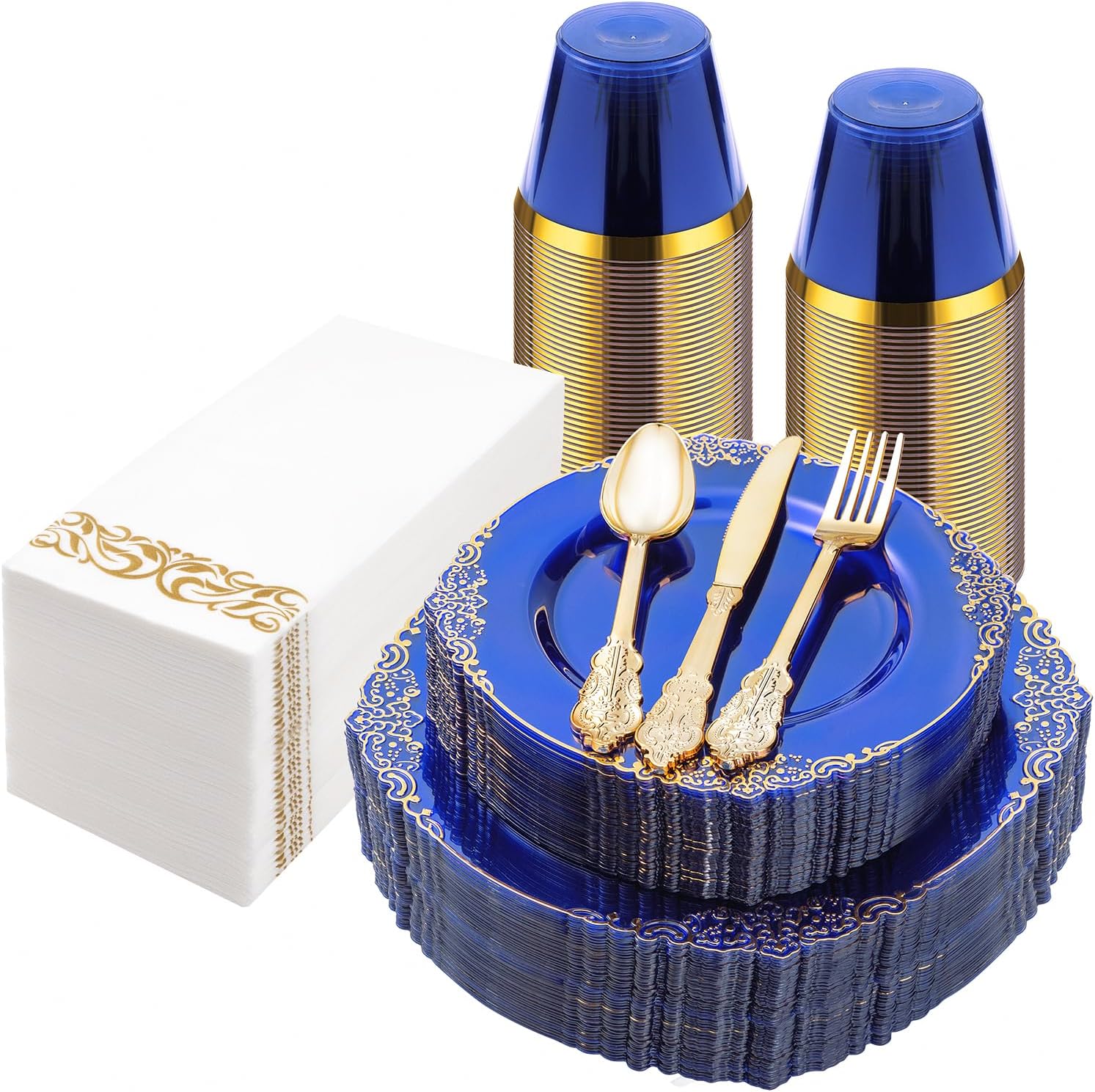 Bestluck 175PC Disposable Clear Plastic Complete Dinner Set for 25 Guests