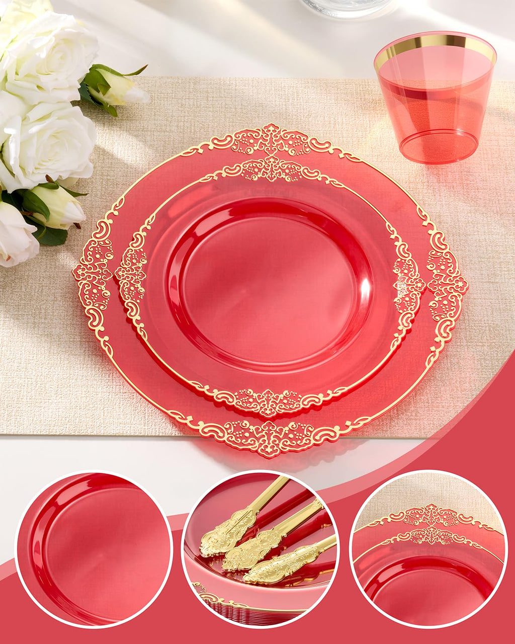 Bestluck 175PC Disposable Clear Plastic Complete Dinner Set for 25 Guests