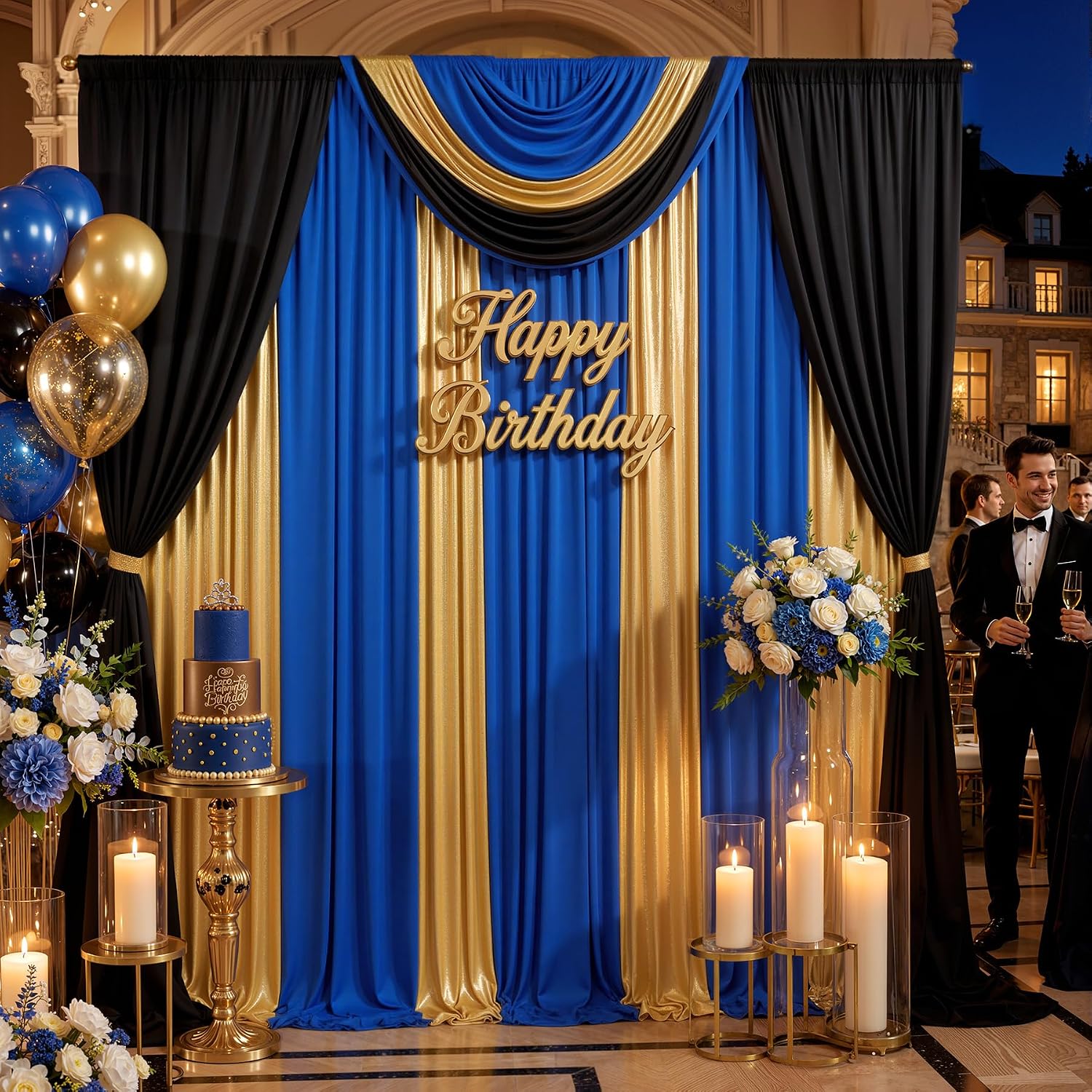 10ft x 15ft Wrinkle Free Photography Backdrop Drapes, 6 Panels