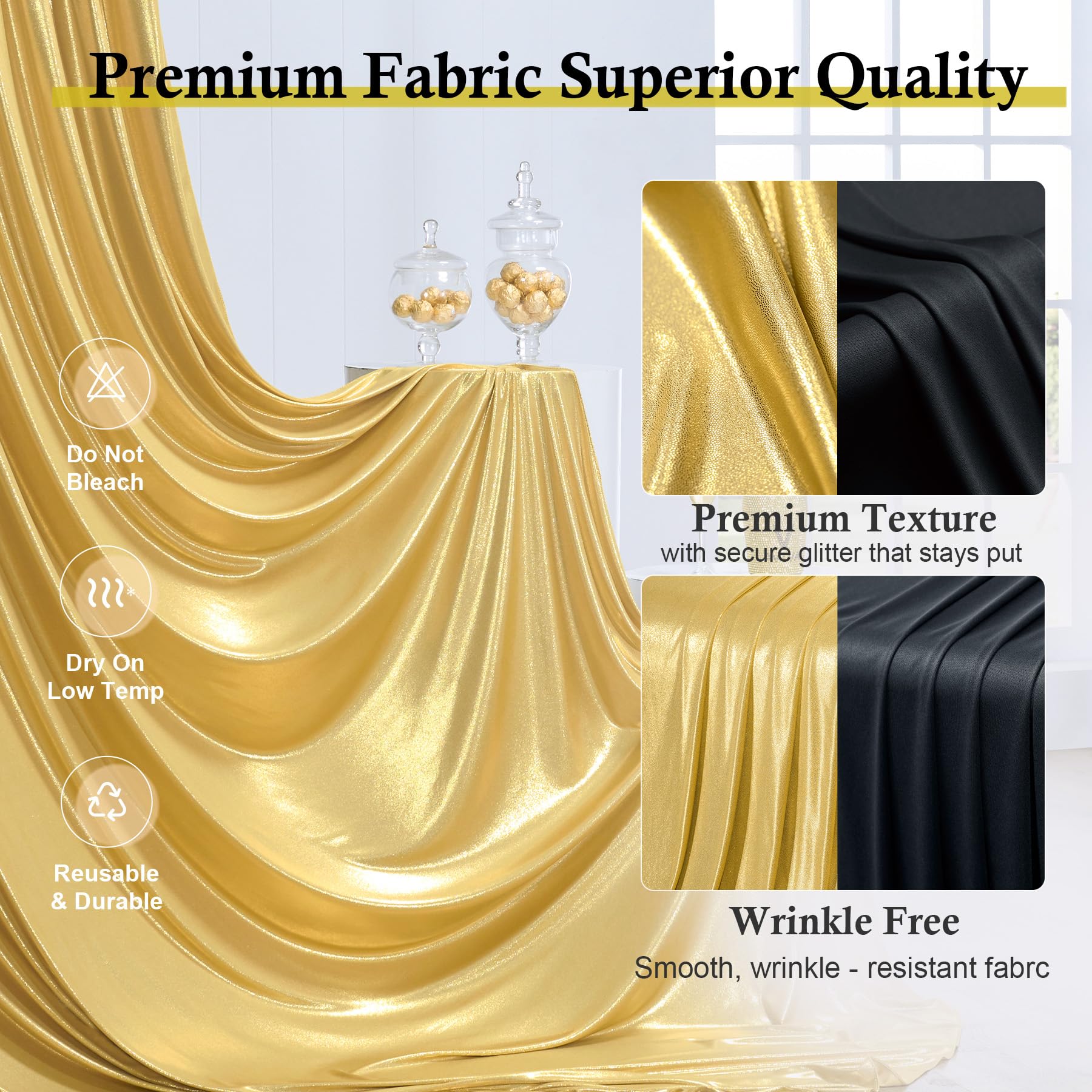 10ft x 15ft Wrinkle Free Photography Backdrop Drapes, 6 Panels