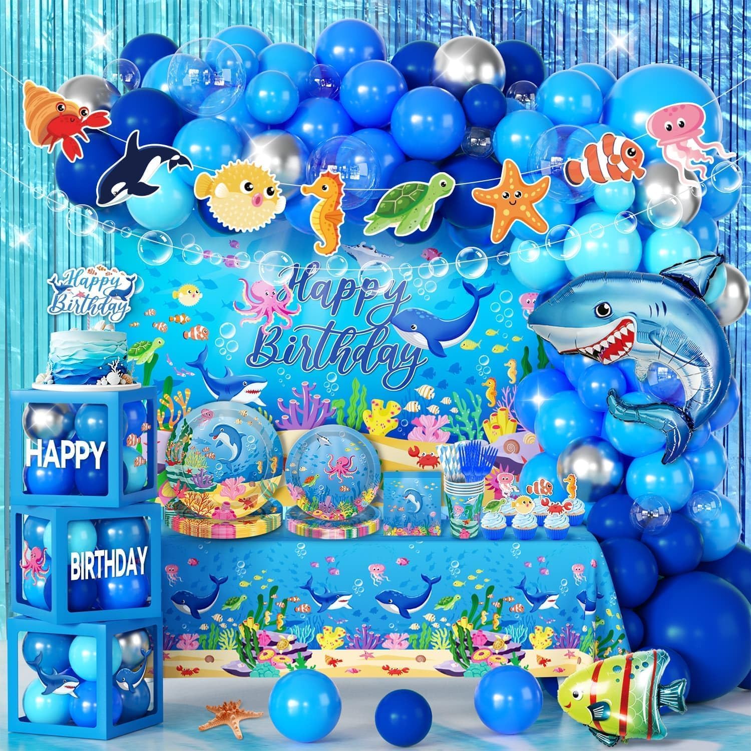 Hand-Drawn Mermaid Birthday Decorations, Under the Sea Party Supplies Kit (Unicorn Birthday)