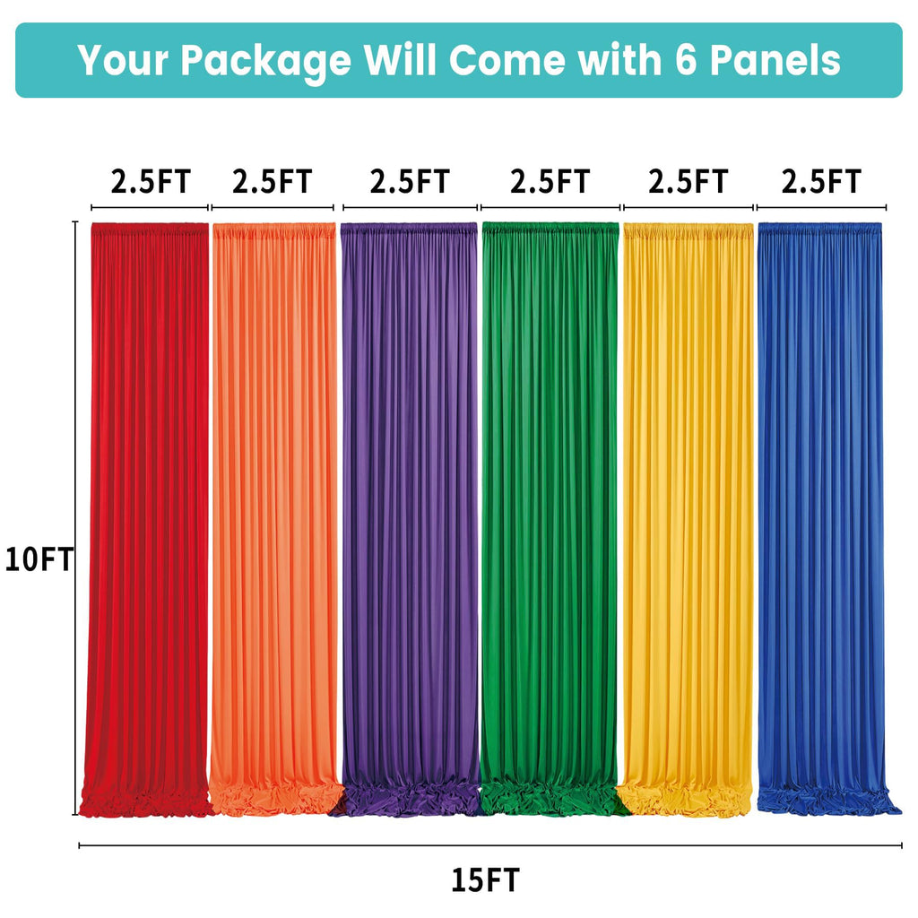 10ft x 15ft Wrinkle Free Photography Backdrop Drapes, 6 Panels