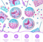 Hand-Drawn Mermaid Birthday Decorations, Under the Sea Party Supplies Kit (Unicorn Birthday)