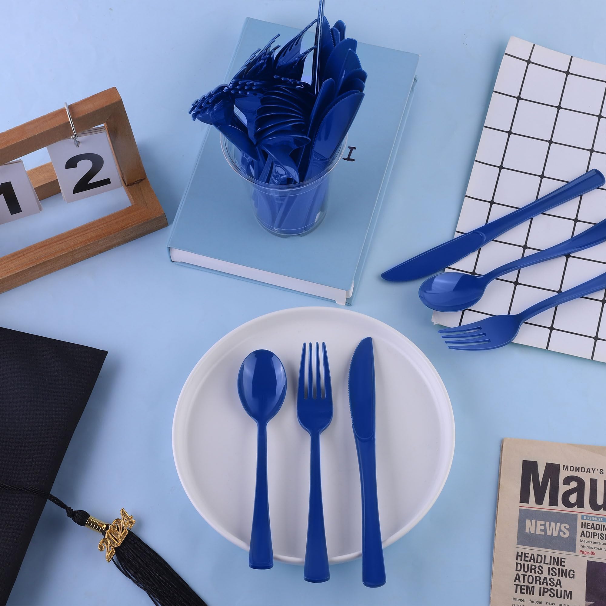 Kochorie 300 Pieces Plastic Silverware, Disposable heavy duty Utensils