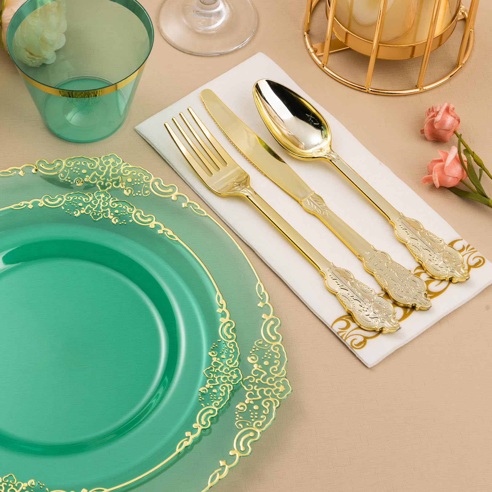 Bestluck 175PC Disposable Clear Plastic Complete Dinner Set for 25 Guests