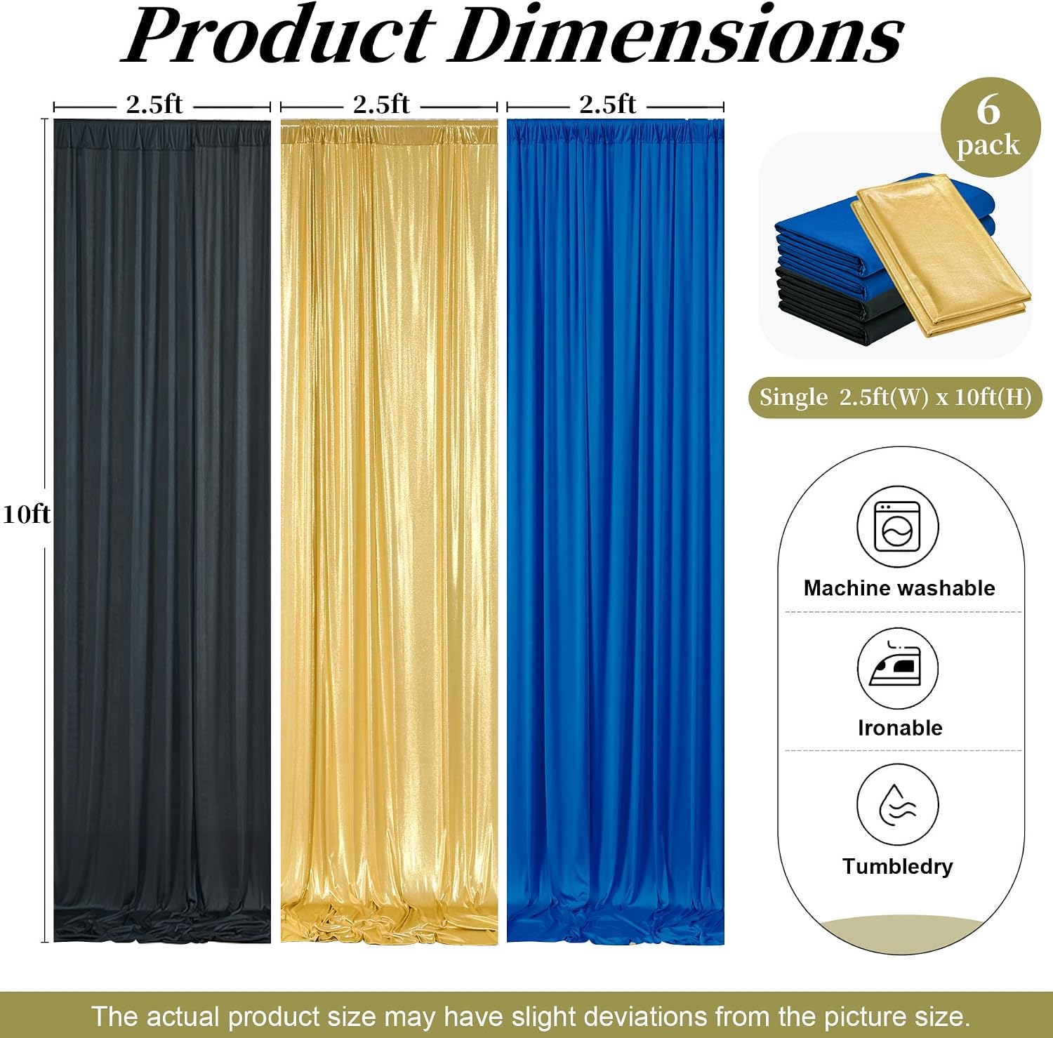 10ft x 15ft Wrinkle Free Photography Backdrop Drapes, 6 Panels
