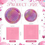 Purple Iridescent Paper Plates & Napkins Set, 75pcs Disposable Party Tableware with 9" Dinner Plates, 7" Dessert Plates & 6.5" Napkins, Holographic Dot Design for Birthday, Music Theme, Night Party