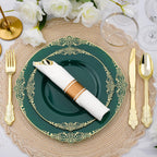 realluck 175 Piece Green and Gold Dinnerware Set for 25 Guests | Disposable Dinnerware Includes: 50 Disposable Plates, 75 Silverwares, 25 Cups, 25 Napkins for Party, Wedding, Graduation