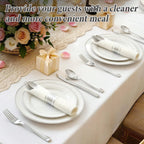 Gold Plastic Silverware 50 Guests Wrapped Cutlery Set Disposable | Pre Rolled Silverware Set Include 50 Forks,50 Knives,50 Spoons and 50 Napkins Heavy Duty Disposable Utensils for Party
