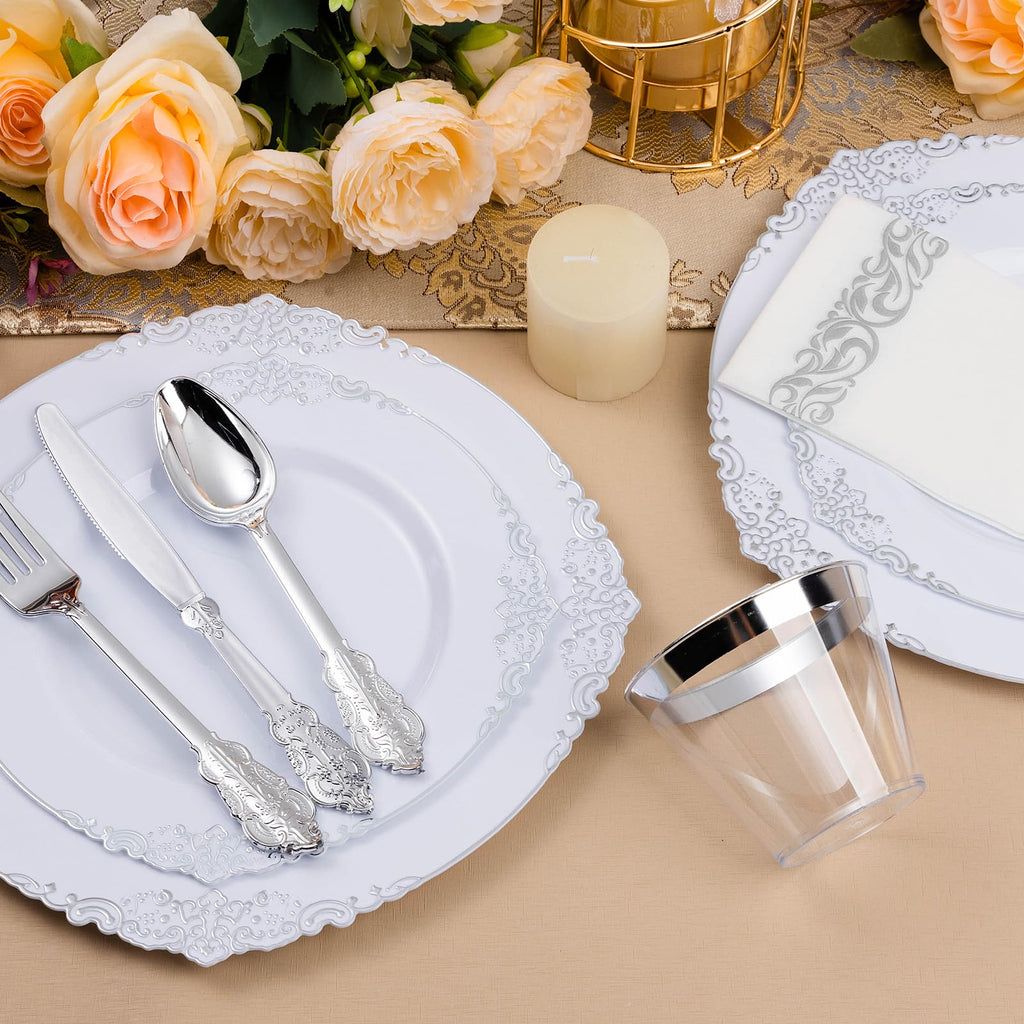 Bestluck 175PC Disposable Clear Plastic Complete Dinner Set for 25 Guests