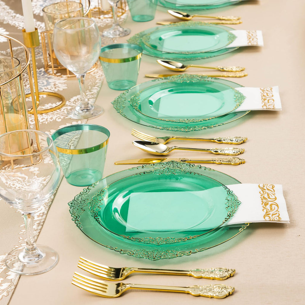 Bestluck 175PC Disposable Clear Plastic Complete Dinner Set for 25 Guests