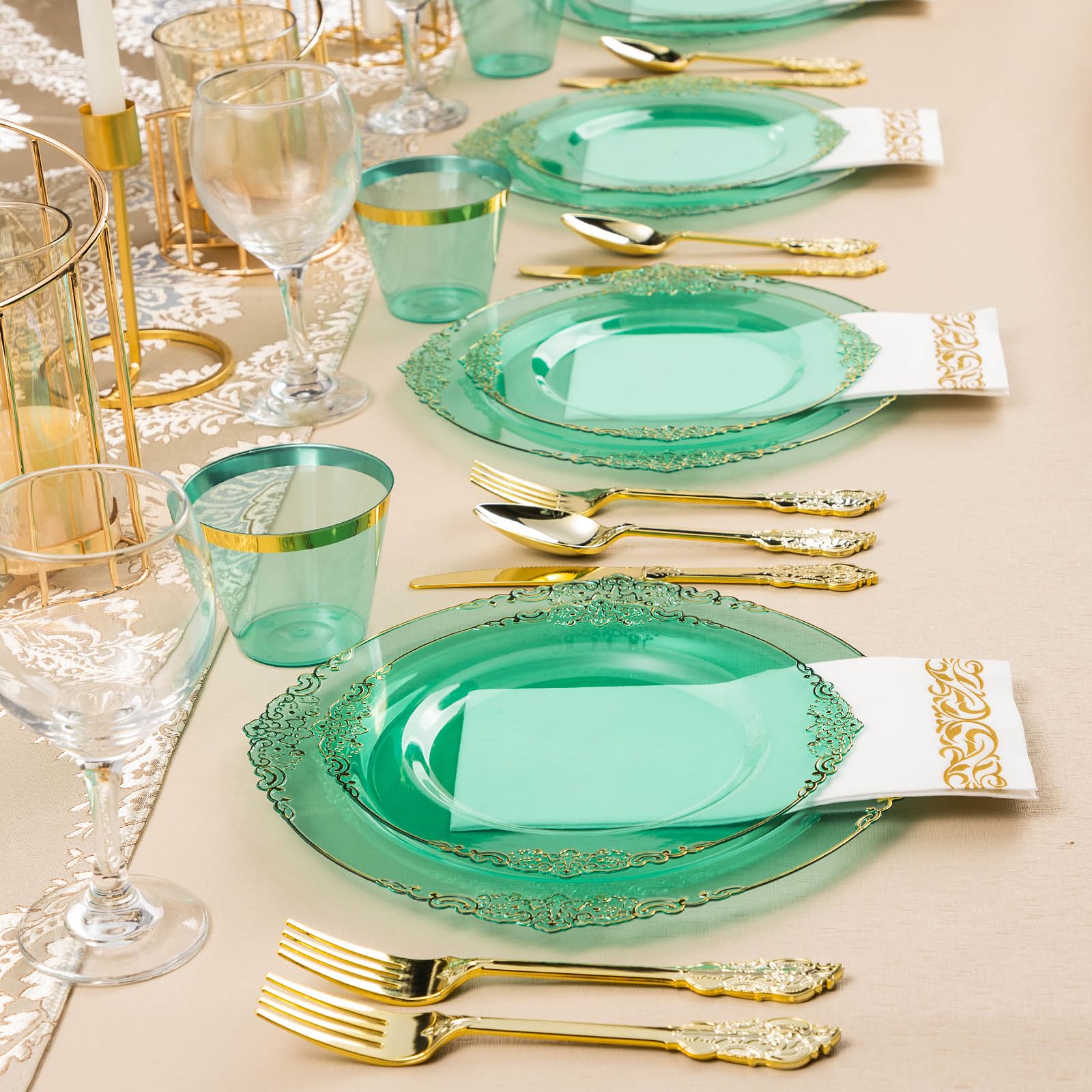 Bestluck 175PC Disposable Clear Plastic Complete Dinner Set for 25 Guests