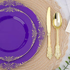 realluck 175 Piece Green and Gold Dinnerware Set for 25 Guests | Disposable Dinnerware Includes: 50 Disposable Plates, 75 Silverwares, 25 Cups, 25 Napkins for Party, Wedding, Graduation