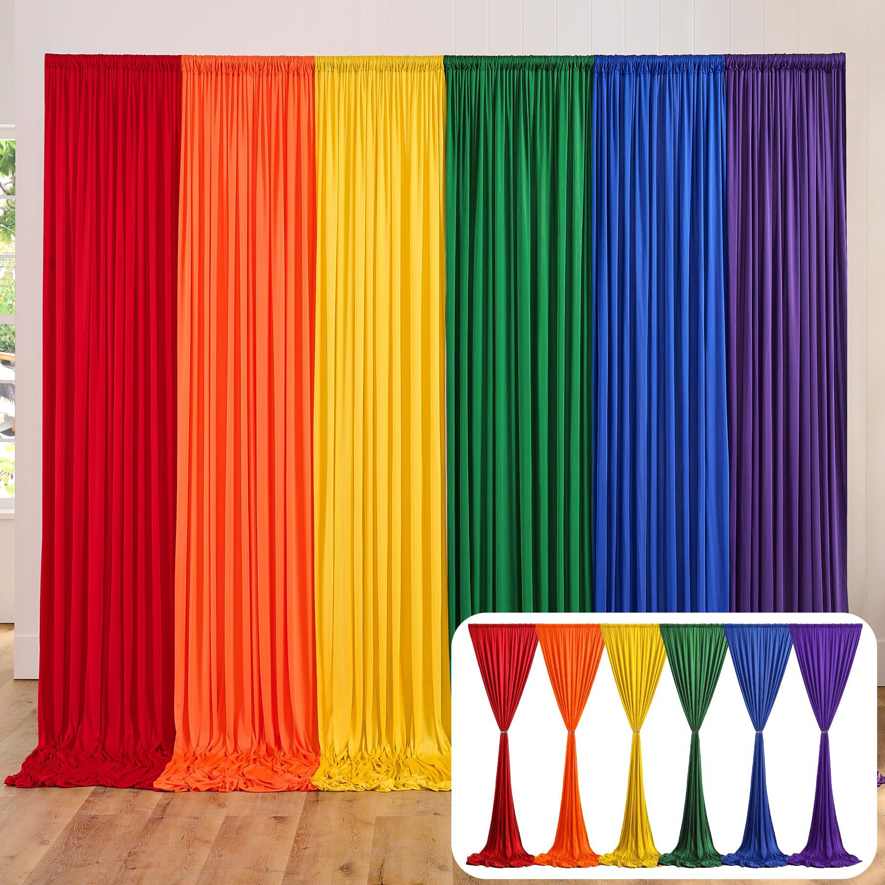 10ft x 15ft Wrinkle Free Photography Backdrop Drapes, 6 Panels