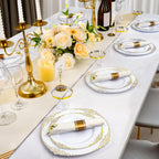 realluck 175 Piece Green and Gold Dinnerware Set for 25 Guests | Disposable Dinnerware Includes: 50 Disposable Plates, 75 Silverwares, 25 Cups, 25 Napkins for Party, Wedding, Graduation