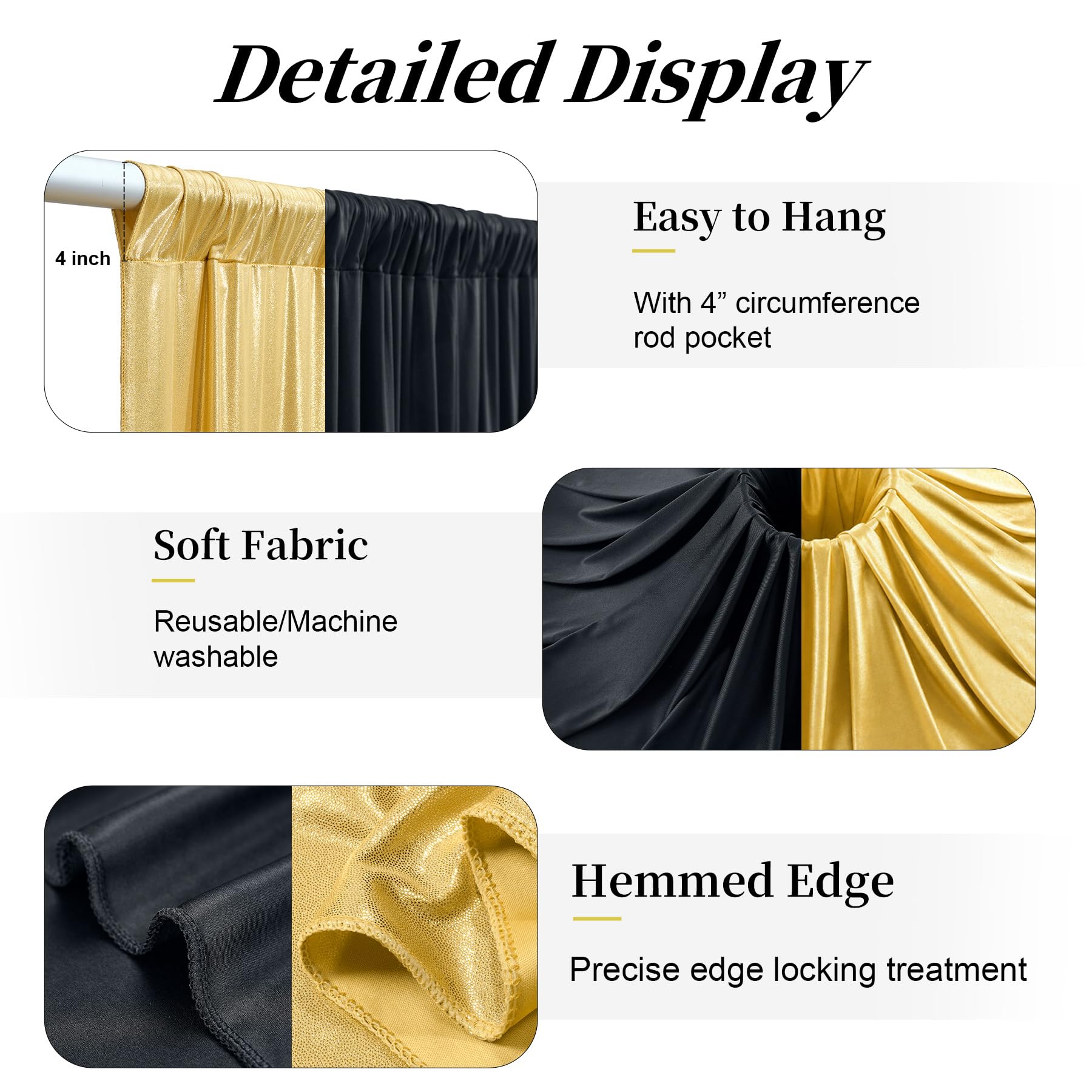 10ft x 15ft Wrinkle Free Photography Backdrop Drapes, 6 Panels