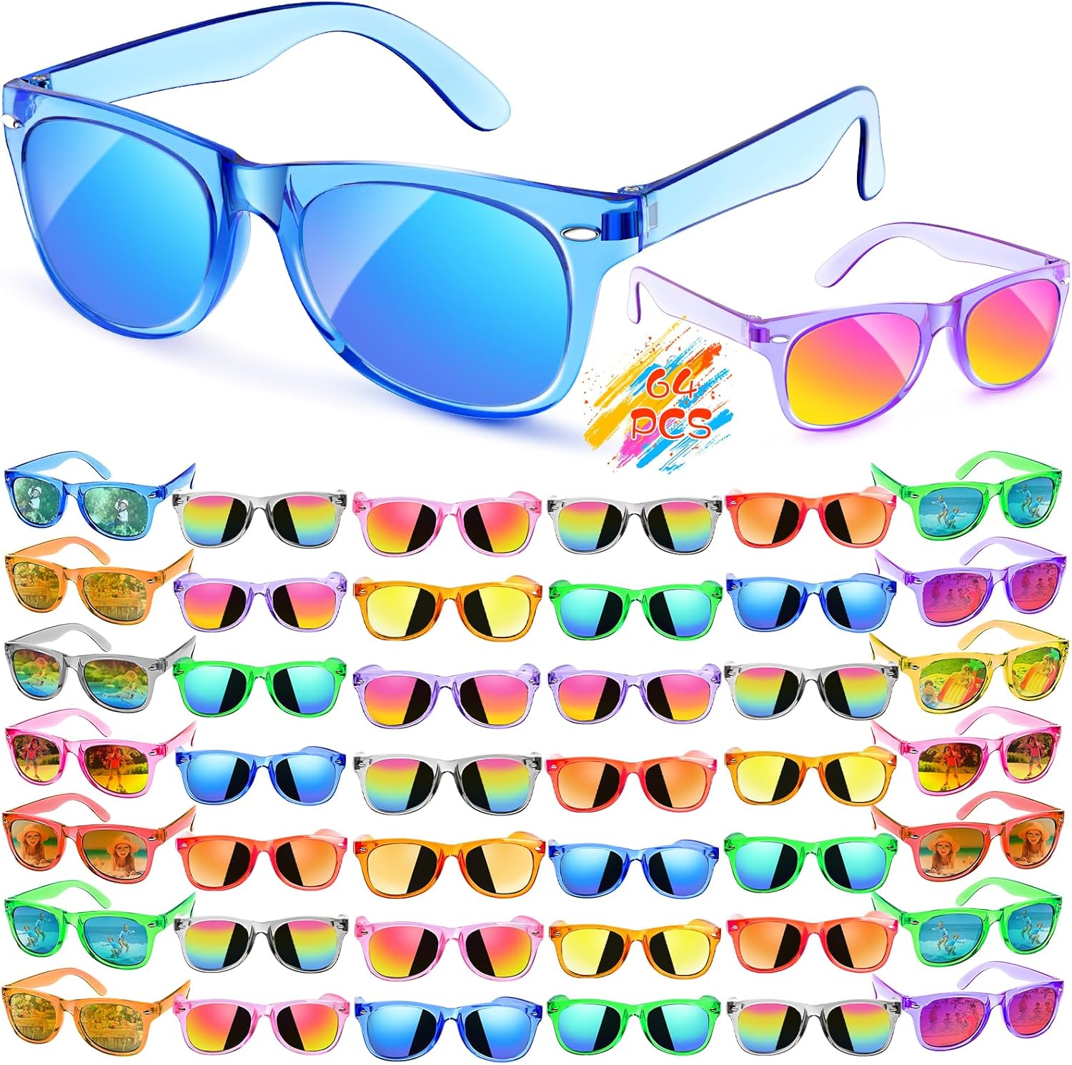 Party Favors Kids Sunglasses Bulk - 16 Packs Neon Sunglasses for Kid Age 3-8, UV400 Protection Party Sunglasses Goodie Bags Stuffers for kids Birthday Party Supply, End of the Year Gifts For Students
