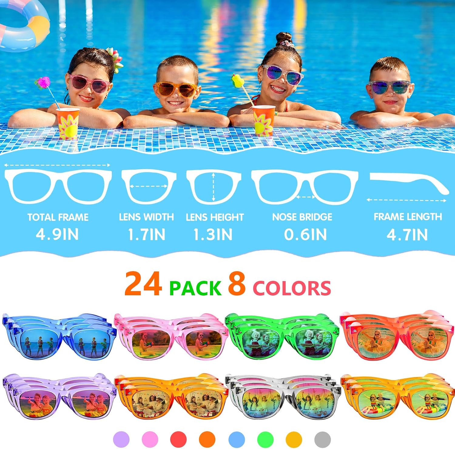 Party Favors Kids Sunglasses Bulk - 16 Packs Neon Sunglasses for Kid Age 3-8, UV400 Protection Party Sunglasses Goodie Bags Stuffers for kids Birthday Party Supply, End of the Year Gifts For Students