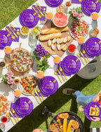 Nkaiso 161 Pcs Purple Gold Birthday Plates and Napkins Set -20 Serves | Party Supplies Set with Paper Plates Cups Napkins & Silverware, for Birthday Party Decorations