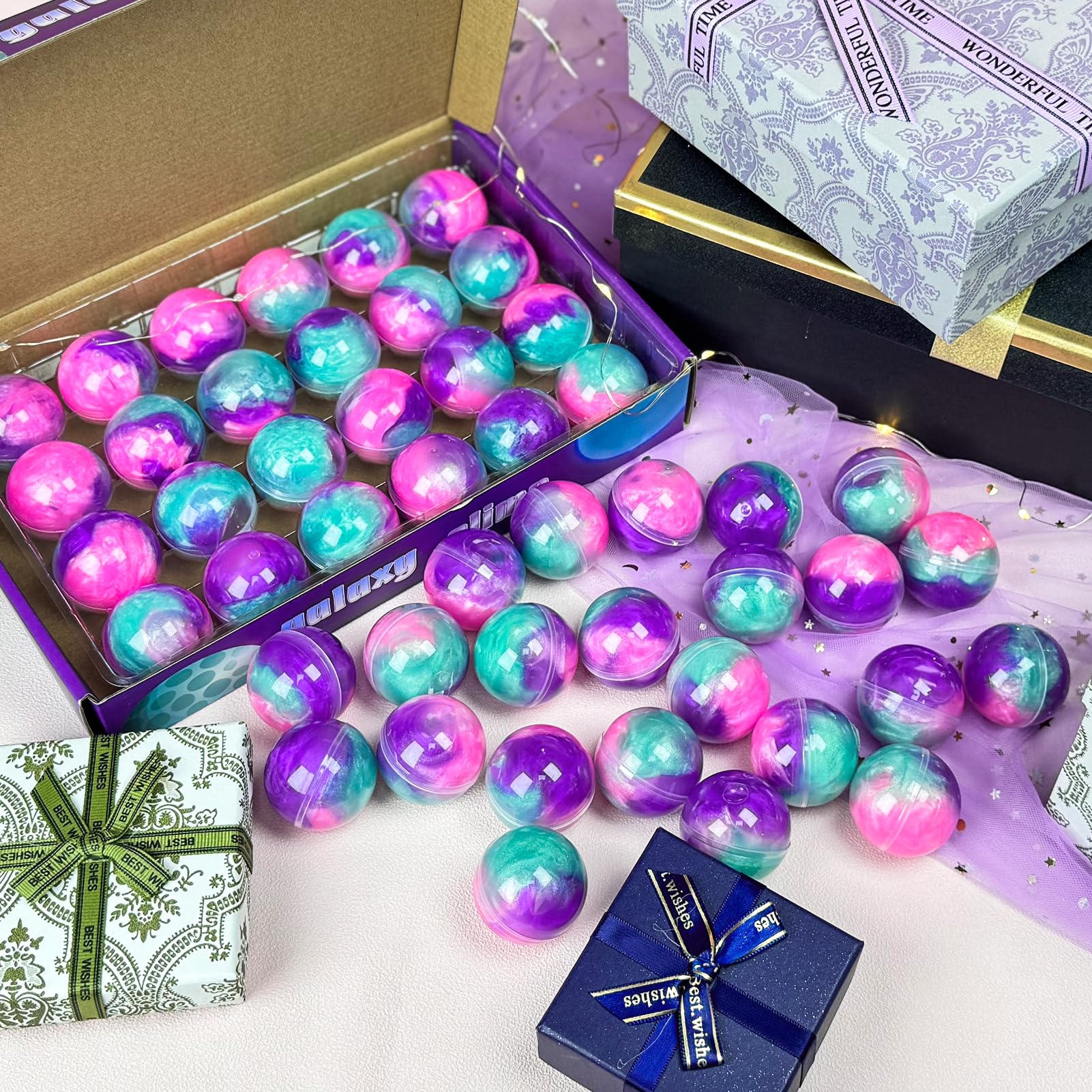 36 Pack Galaxy Slime Party Favors, Non-Sticky, Stress Relief Treasure Box Toys for Classroom Prizes, Easter Basket Stuffers Student Gifts Goodie Bags Egg Fillers for Kids Boys Girls 4-8, 8-12