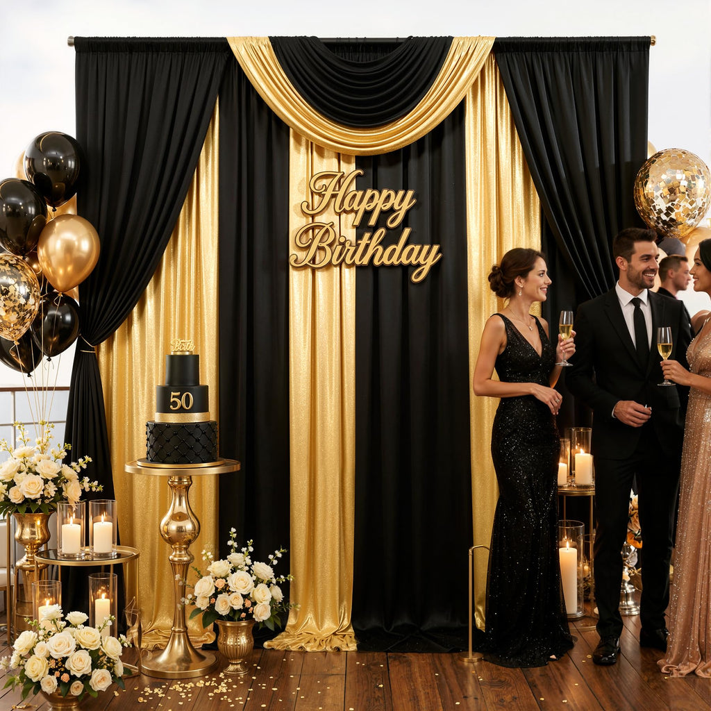 10ft x 15ft Wrinkle Free Photography Backdrop Drapes, 6 Panels