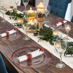 Goodluck 350 Pcs Clear Plastic Plates with Colored Rim,