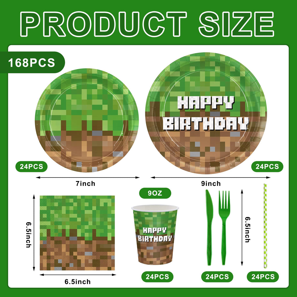 168Pcs 2nd Birthday Paper Plates Napkins Two Years Old Party Supplies | Disposable Tableware Set for Boys Birthday Party Serve 24 Guests
