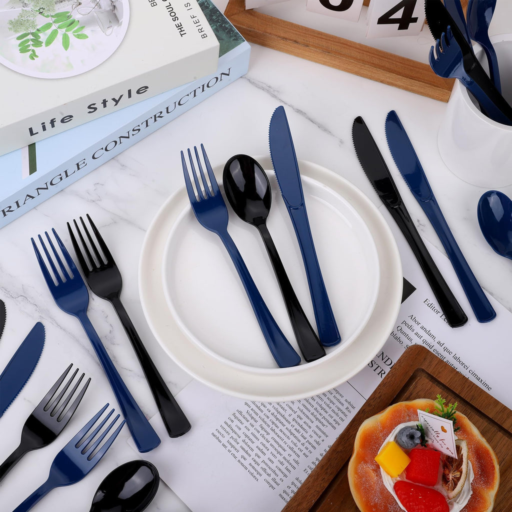 Kochorie 300 Pieces Plastic Silverware, Disposable heavy duty Utensils