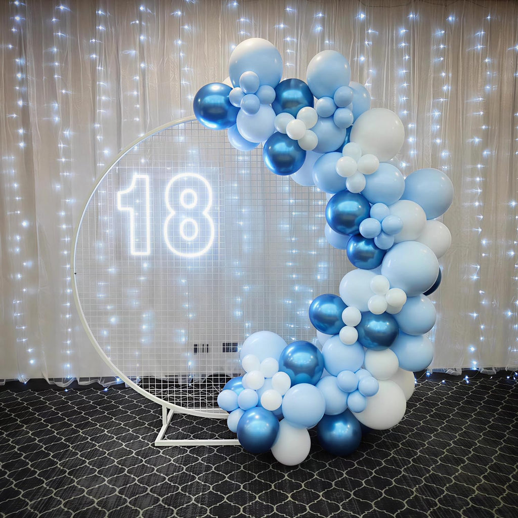 60Pc 12Inch Navy Blue, White and Gold Balloons with Metallic Gold Confetti Balloon