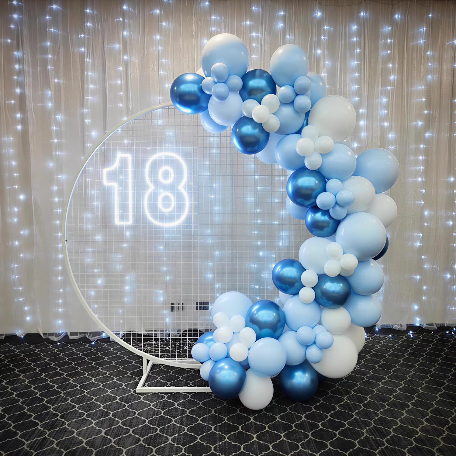 60Pc 12Inch Navy Blue, White and Gold Balloons with Metallic Gold Confetti Balloon