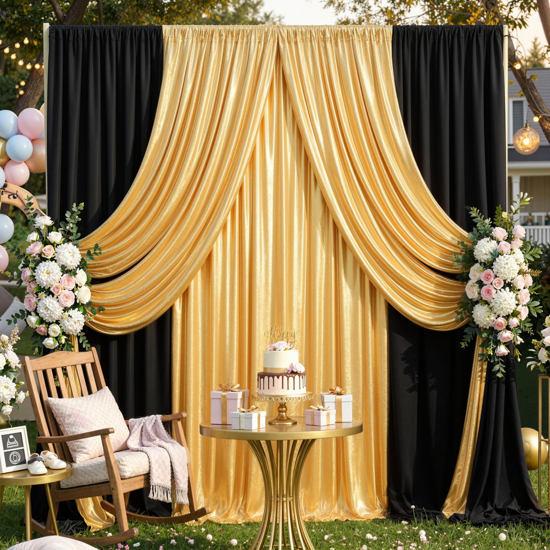 10ft x 15ft Wrinkle Free Photography Backdrop Drapes, 6 Panels