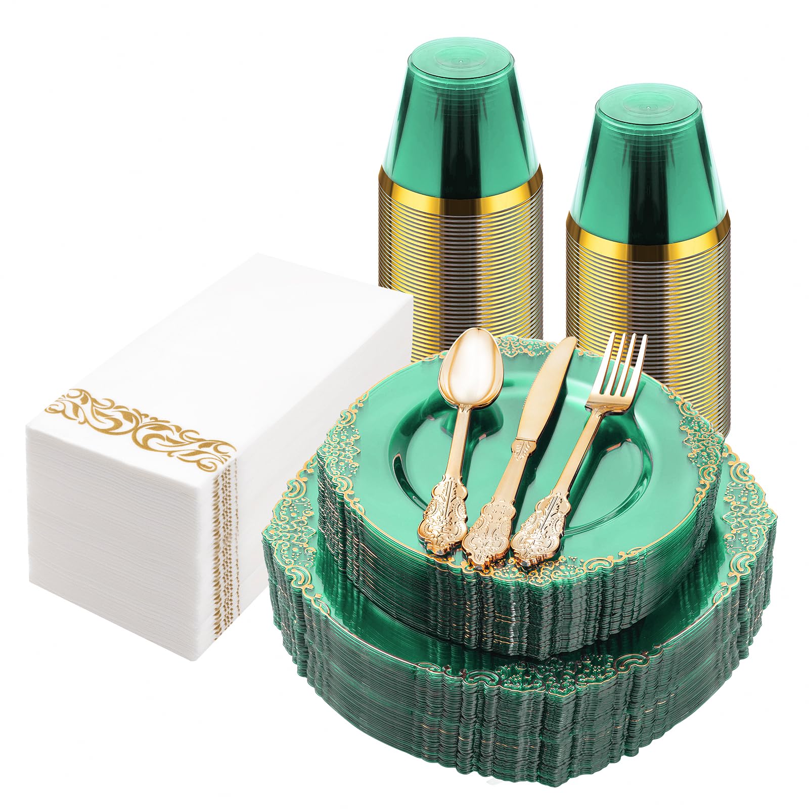Bestluck 175PC Disposable Clear Plastic Complete Dinner Set for 25 Guests