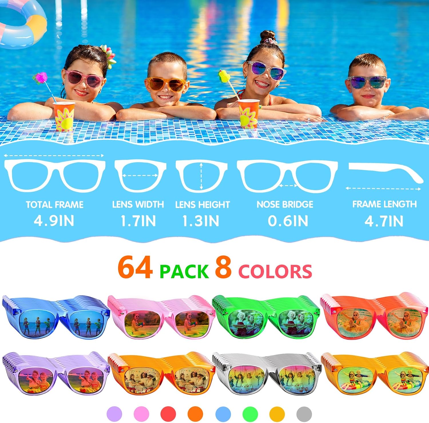 Party Favors Kids Sunglasses Bulk - 16 Packs Neon Sunglasses for Kid Age 3-8, UV400 Protection Party Sunglasses Goodie Bags Stuffers for kids Birthday Party Supply, End of the Year Gifts For Students