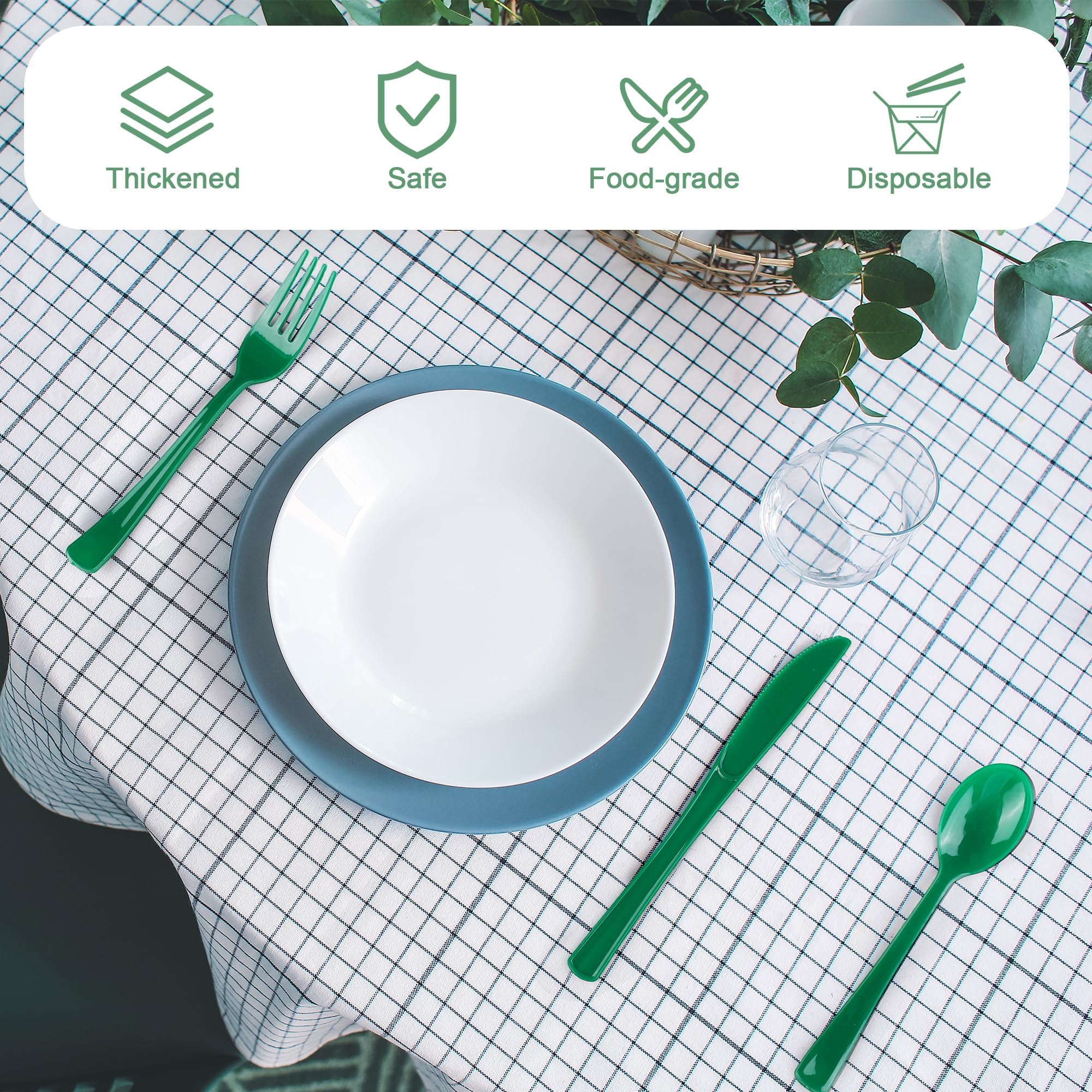 Kochorie 300 Pieces Plastic Silverware, Disposable heavy duty Utensils