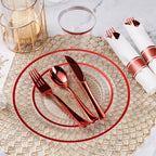 Goodluck 350 Pcs Clear Plastic Plates with Colored Rim,