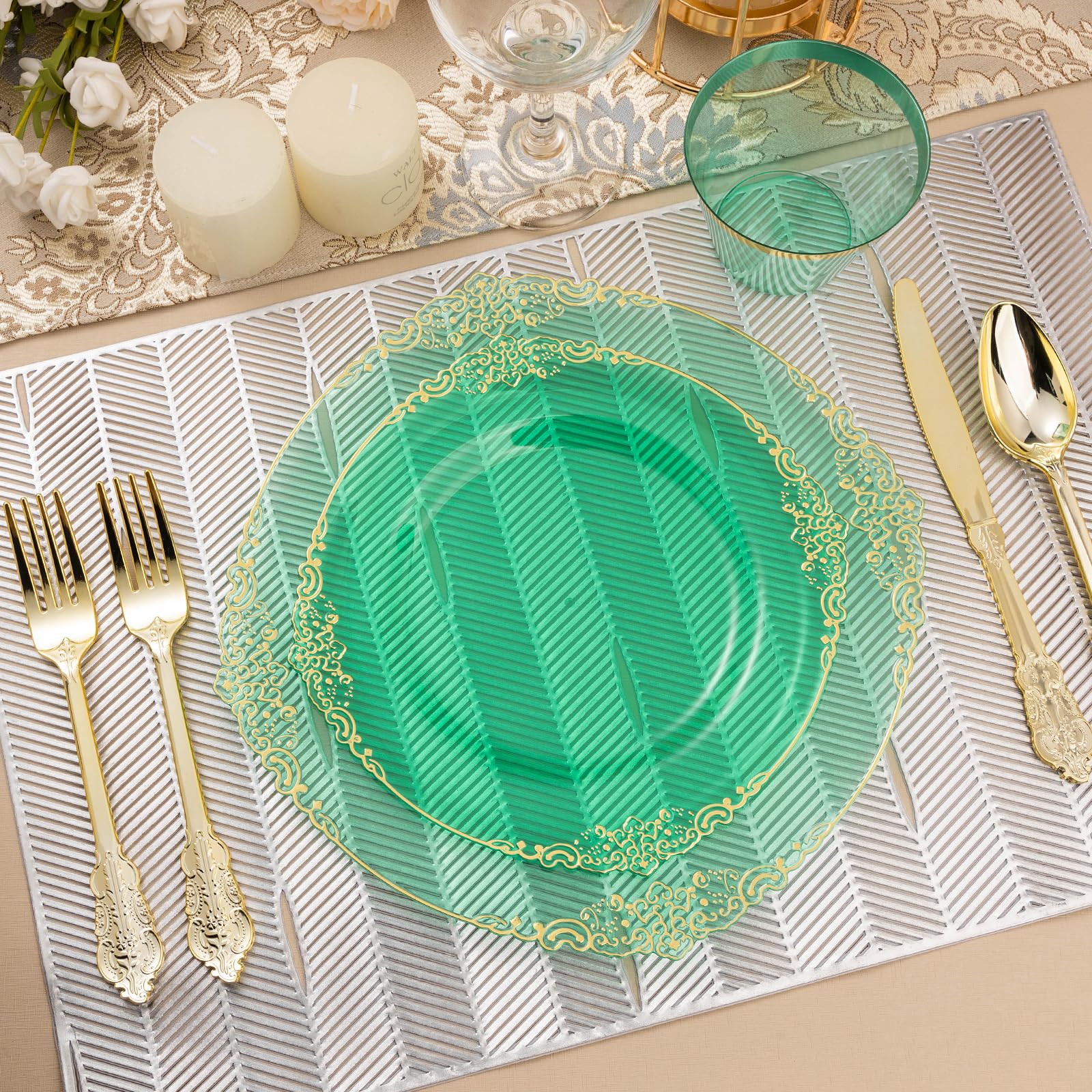 Bestluck 175PC Disposable Clear Plastic Complete Dinner Set for 25 Guests