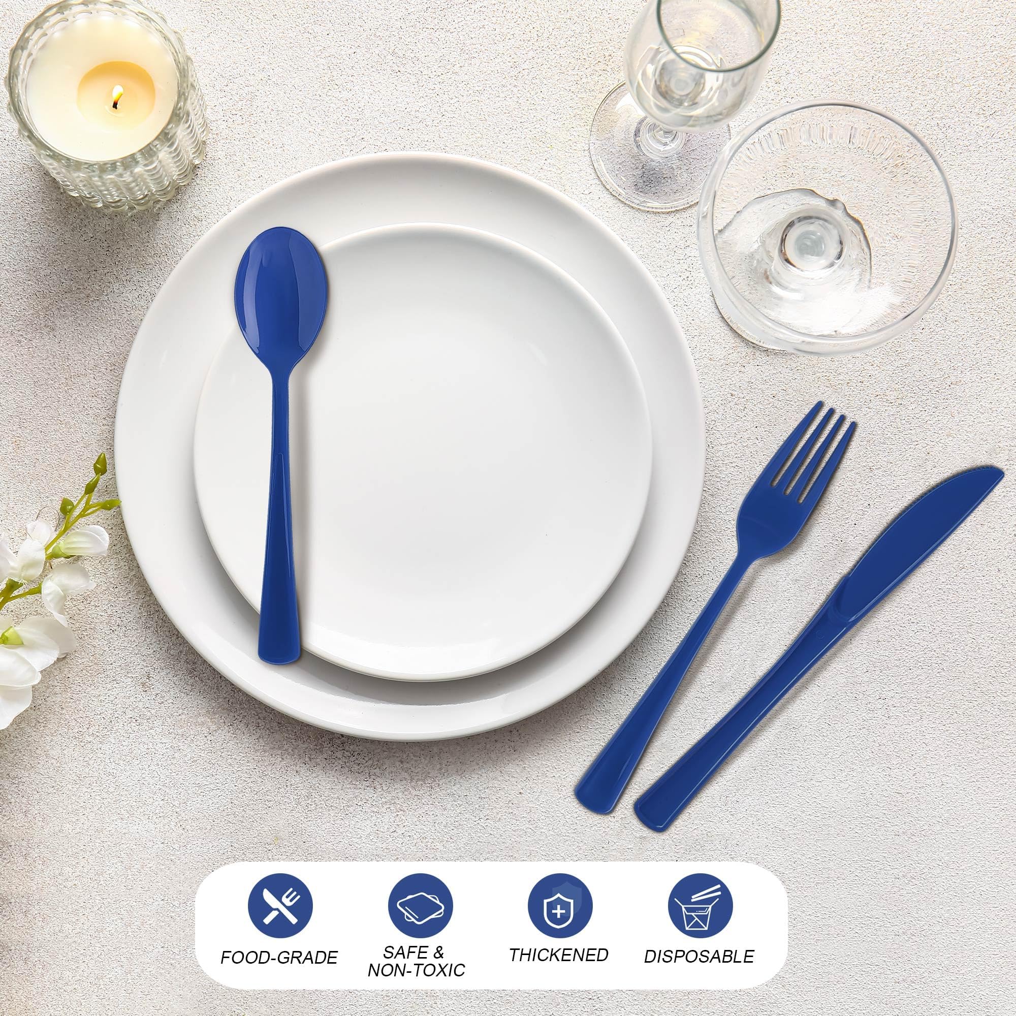 Kochorie 300 Pieces Plastic Silverware, Disposable heavy duty Utensils