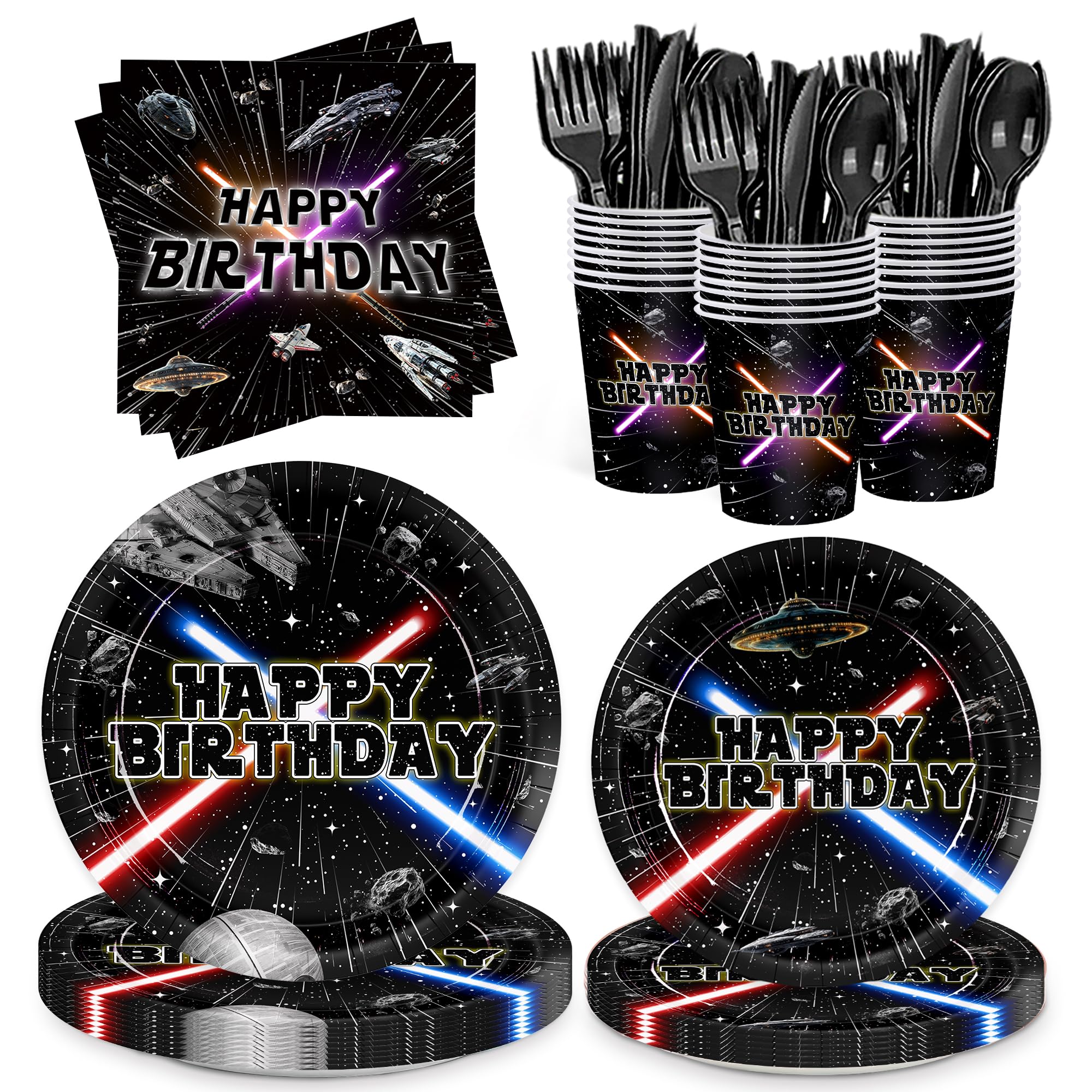 168Pcs 2nd Birthday Paper Plates Napkins Two Years Old Party Supplies | Disposable Tableware Set for Boys Birthday Party Serve 24 Guests