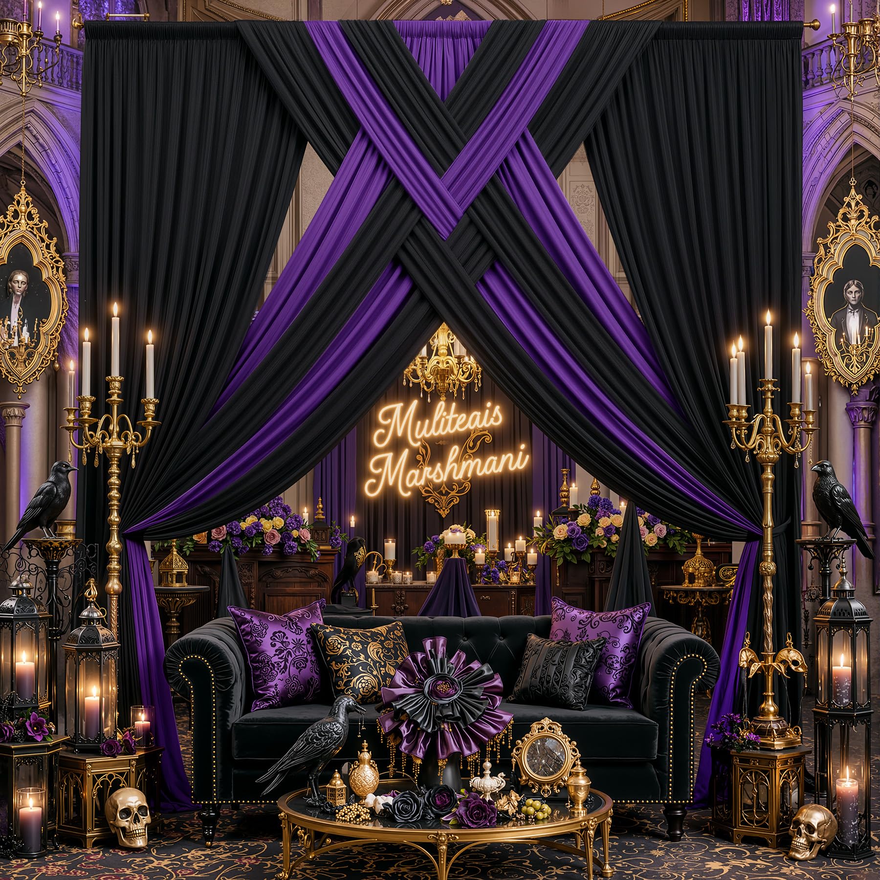 10ft x 15ft Wrinkle Free Photography Backdrop Drapes, 6 Panels