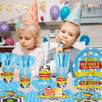 168Pcs 2nd Birthday Paper Plates Napkins Two Years Old Party Supplies | Disposable Tableware Set for Boys Birthday Party Serve 24 Guests
